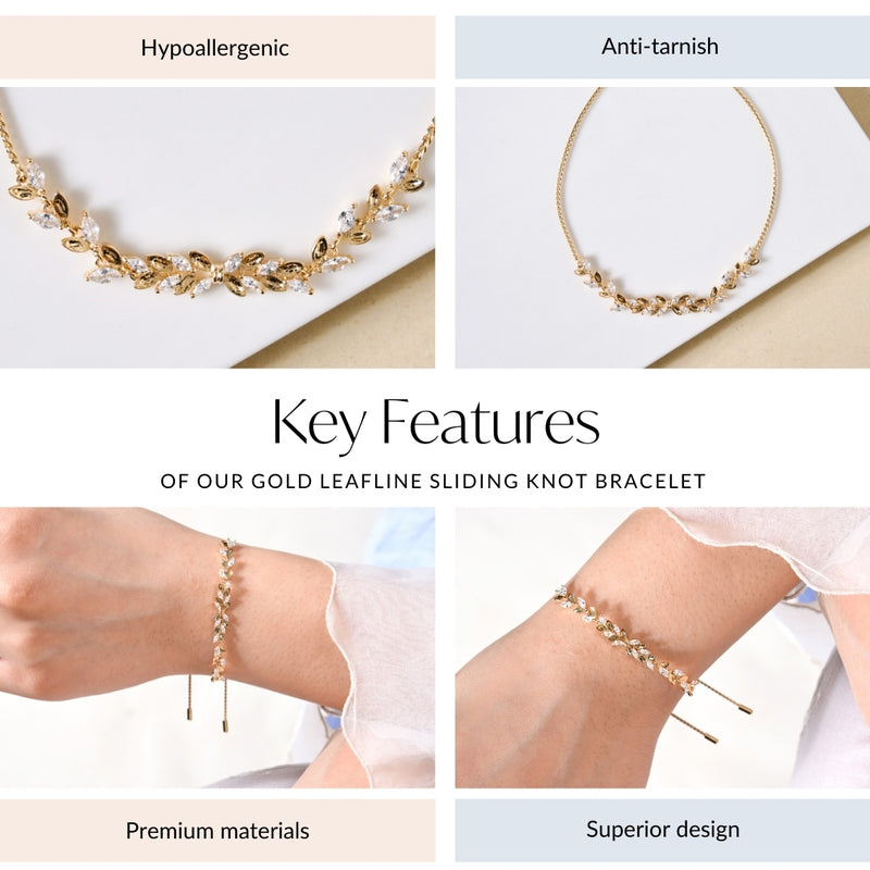 Gold Leafline Sliding Knot Bracelet