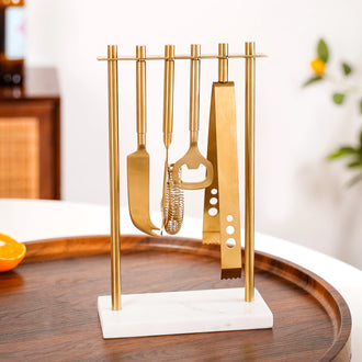 Gold Luxury Stainless Steel Bar Tool Set Of 4 With Stand