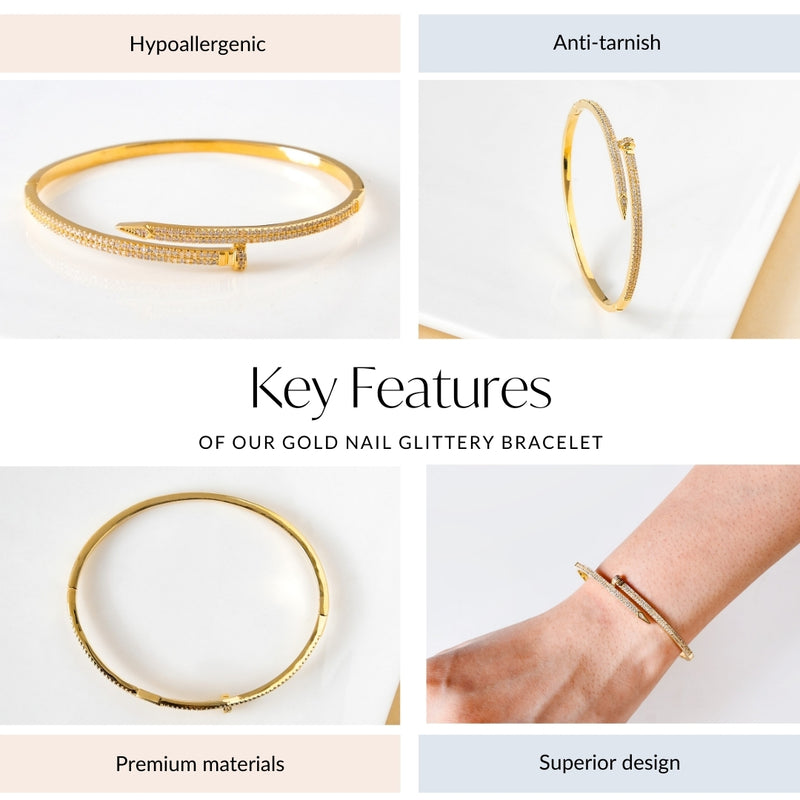 Gold Nail Glittery Bracelet