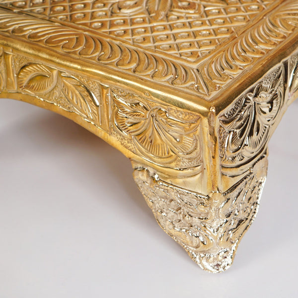 Gold Puja Chowki Small 16x16cm