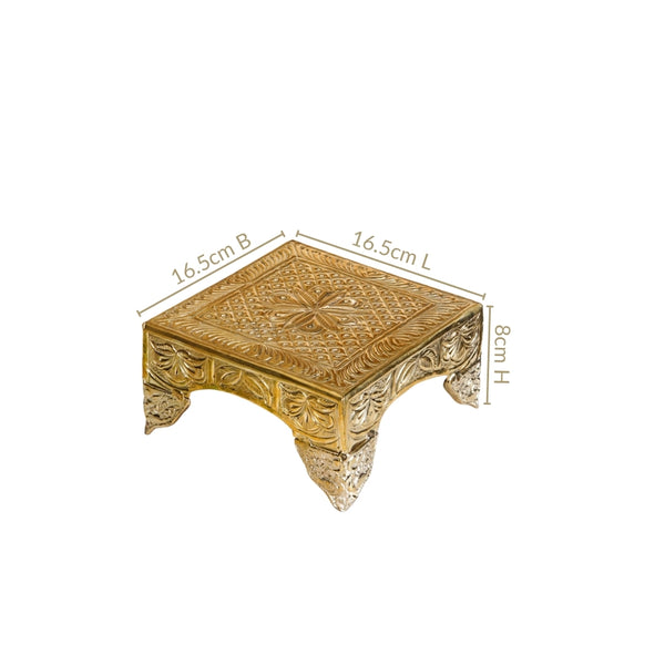 Gold Puja Chowki Small 16x16cm