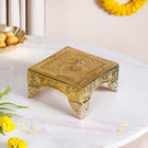 Gold Puja Chowki Small 16x16cm