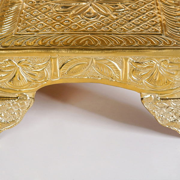 Gold Puja Chowki Small 16x16cm