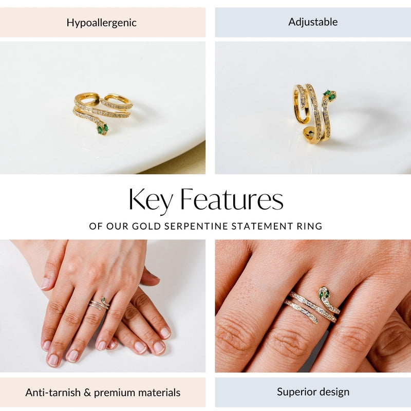 Gold Serpentine Statement Ring