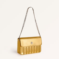 Gold Sheen Chain Strap Shoulder Bag