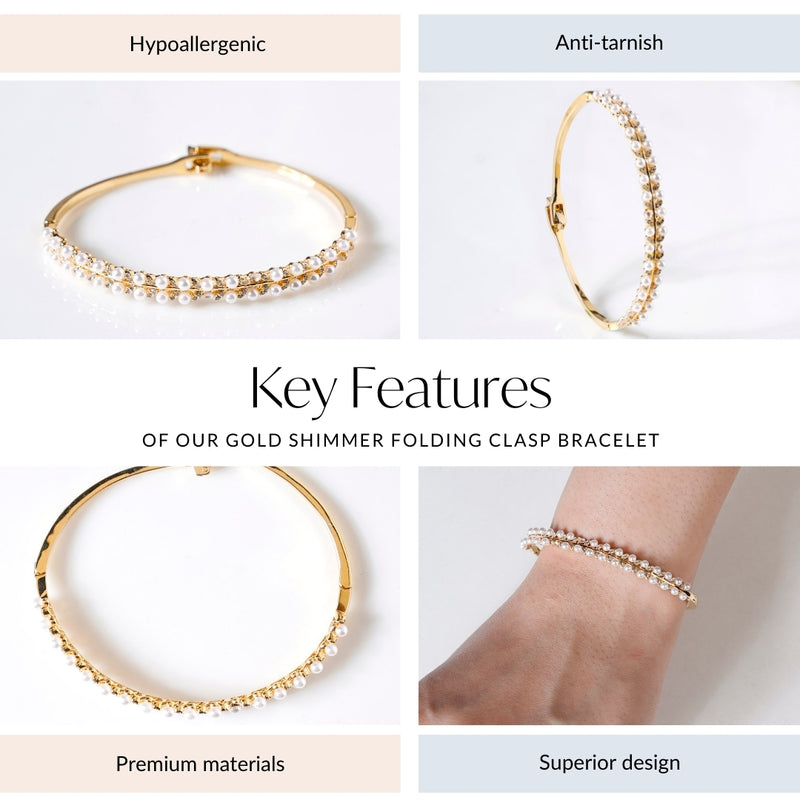 Gold Shimmer Folding Clasp Bracelet