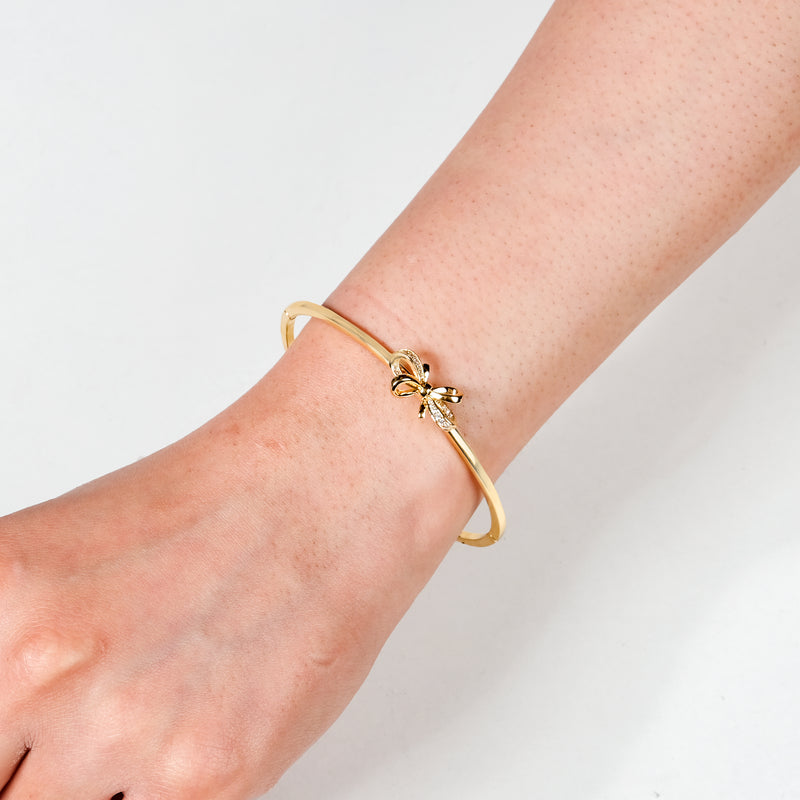 Gold Stone Studded Bow Bracelet