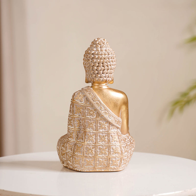 Gold Buddha Statue - Gold Buddha Statue, Decorative Buddha Figurine, Spiritual Buddha Showpiece, Gold Finish Buddha Idol, Buddha Statue for Home Decor