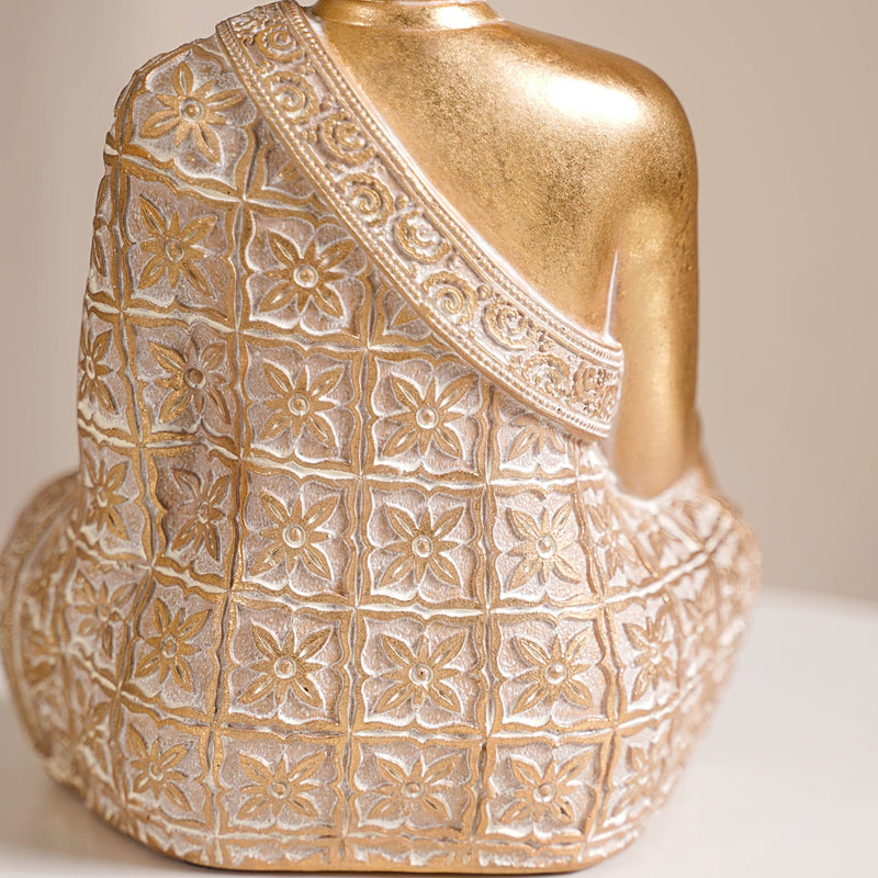 Gold Buddha Statue - Gold Buddha Statue, Decorative Buddha Figurine, Spiritual Buddha Showpiece, Gold Finish Buddha Idol, Buddha Statue for Home Decor