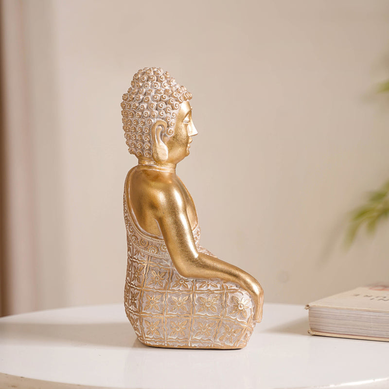 Gold Buddha Statue - Gold Buddha Statue, Decorative Buddha Figurine, Spiritual Buddha Showpiece, Gold Finish Buddha Idol, Buddha Statue for Home Decor