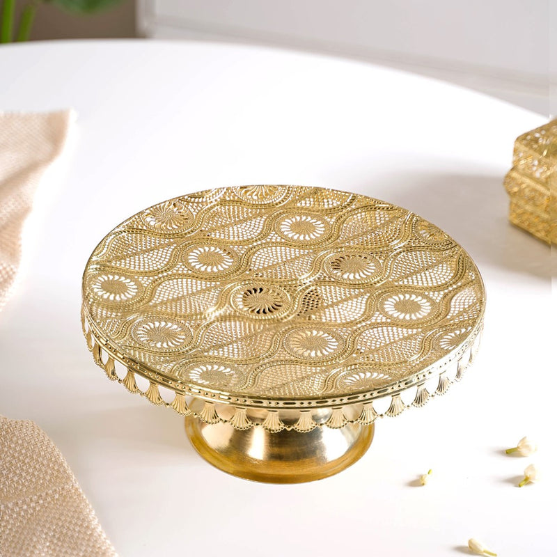 Filigree Metal Cake Stand Gold