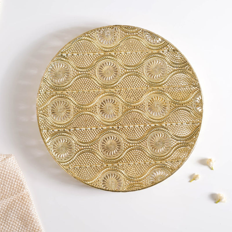Filigree Metal Cake Stand Gold