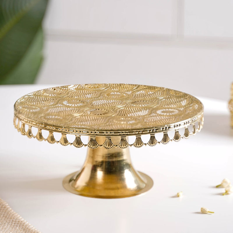 Filigree Metal Cake Stand Gold