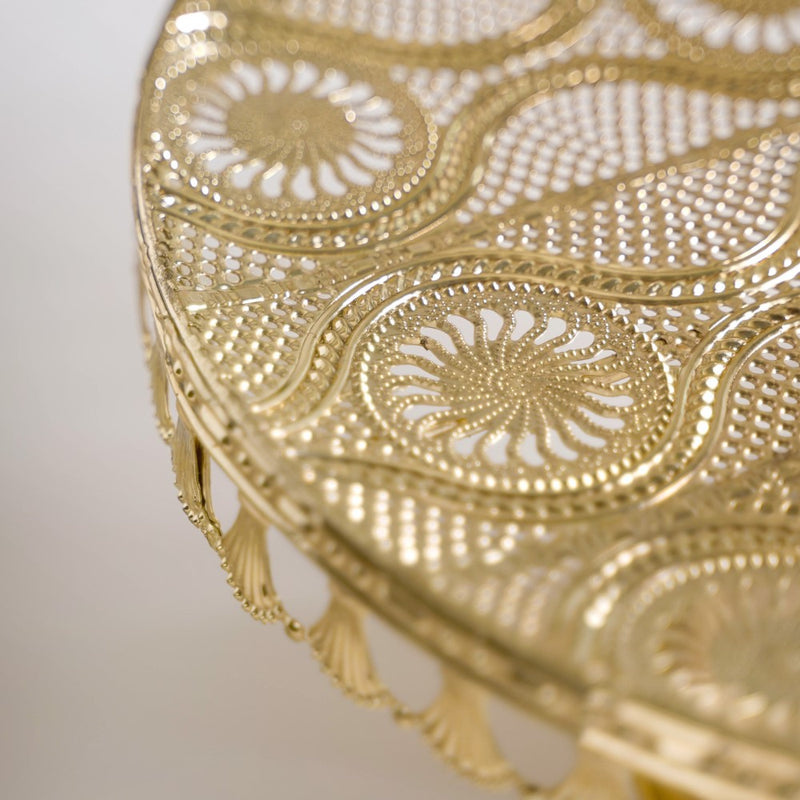 Filigree Metal Cake Stand Gold