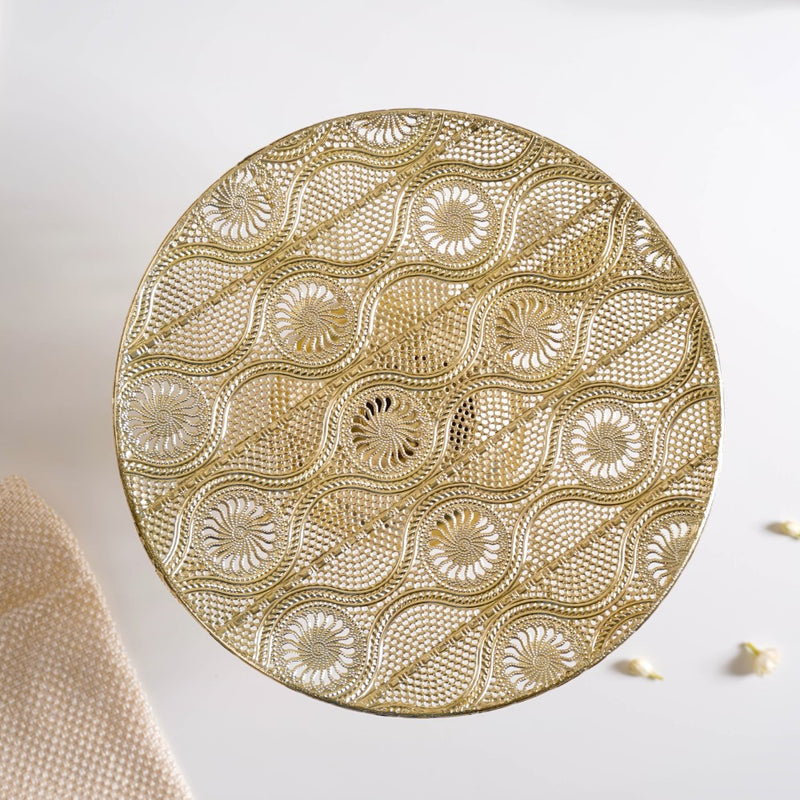 Filigree Metal Cake Stand Gold