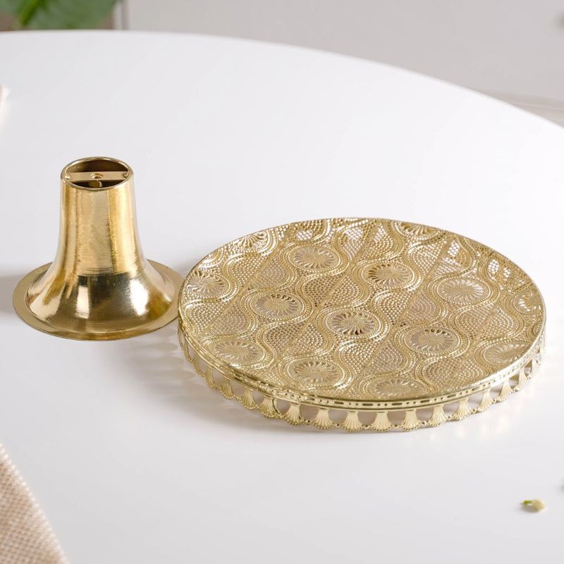 Filigree Metal Cake Stand Gold