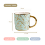 Matte Mint Gold Floral Coffee Cup Set of 6 350ml- Tea cups, tea cup set, ceramic tea cups, tea cup set of 6