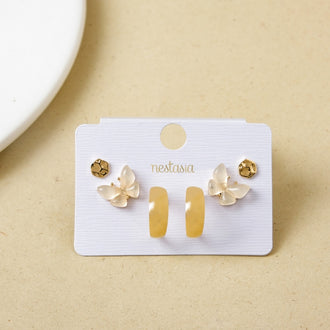 Gold Glamour Chic Earrings Set Of 3