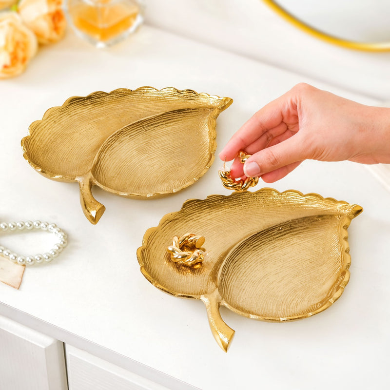 Gold Leaf Platter Set Of 2
