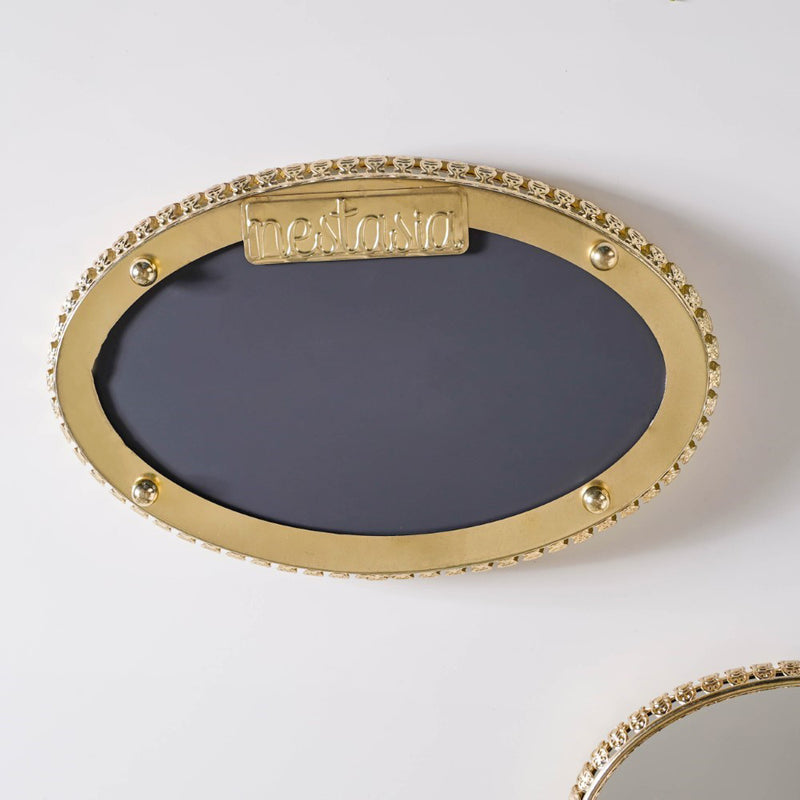 Set Of 3 Oval Metal Tray Gold