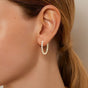 Gold And White Lattice Hoop Earrings