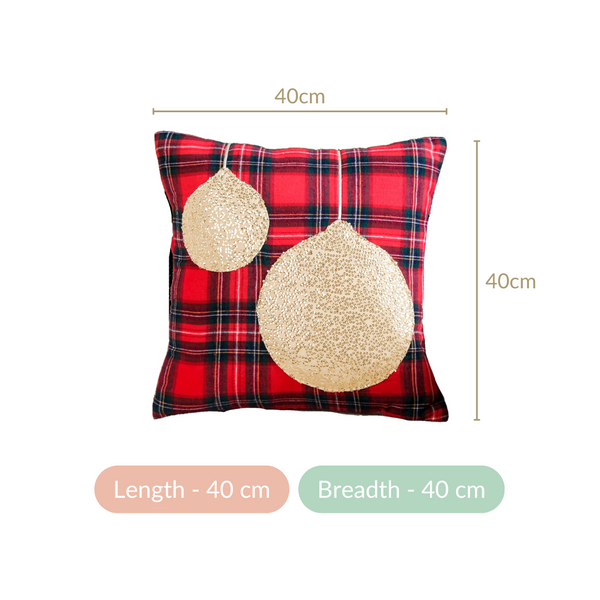 Gold Baubbles Plaid Cushion Cover 40x40cm