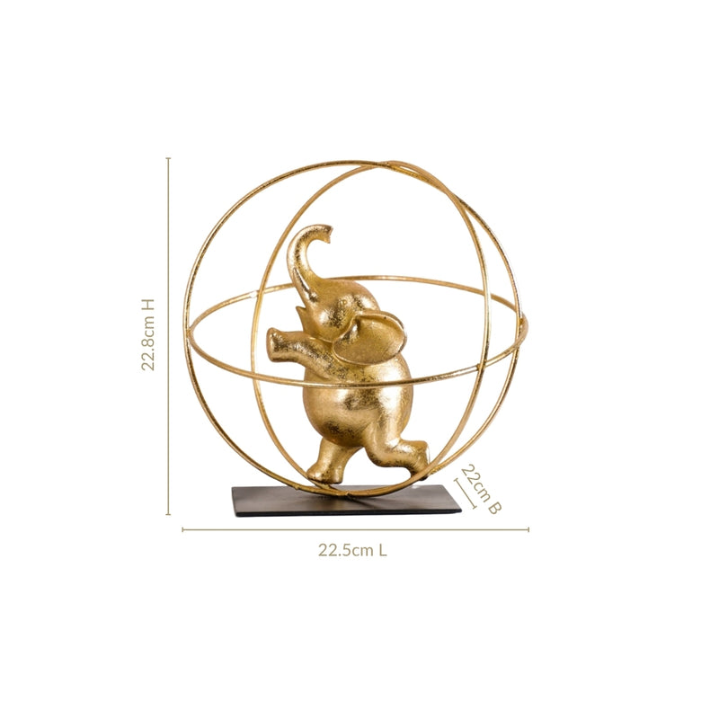 Gold Elephant Globe Accent