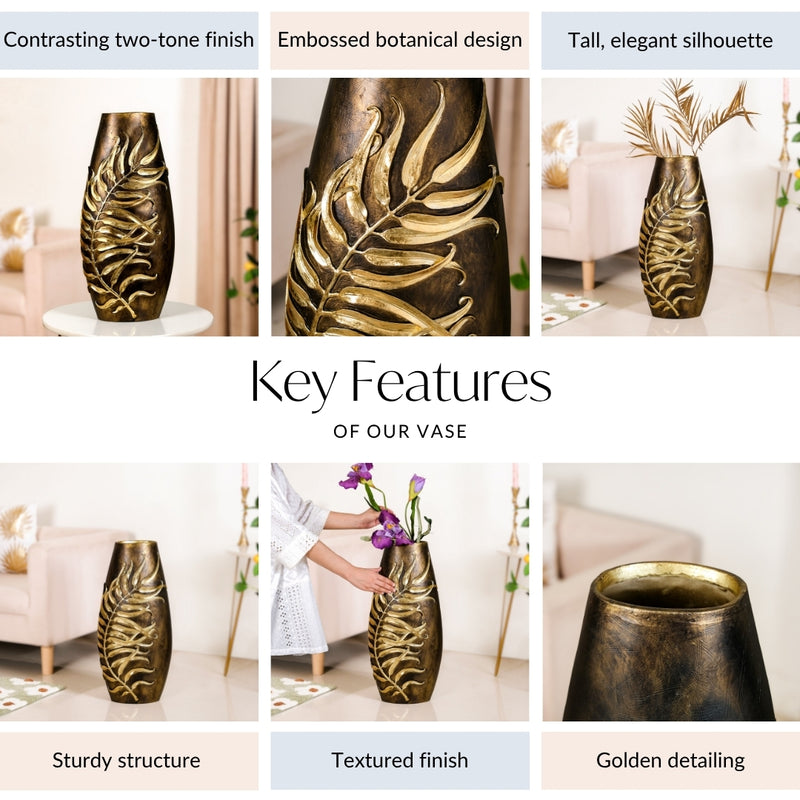 Gold Leaf Sculpted Flower Vase
