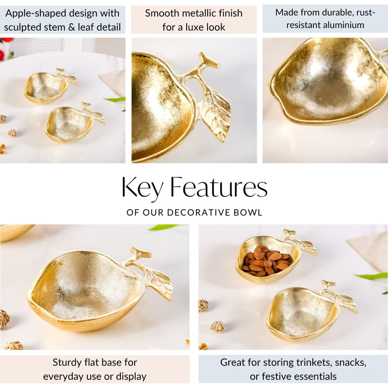 Golden Apple Trinket Bowl Set Of 2