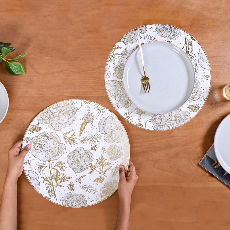 Golden Bloom Dinner Table Mat Set Of 6