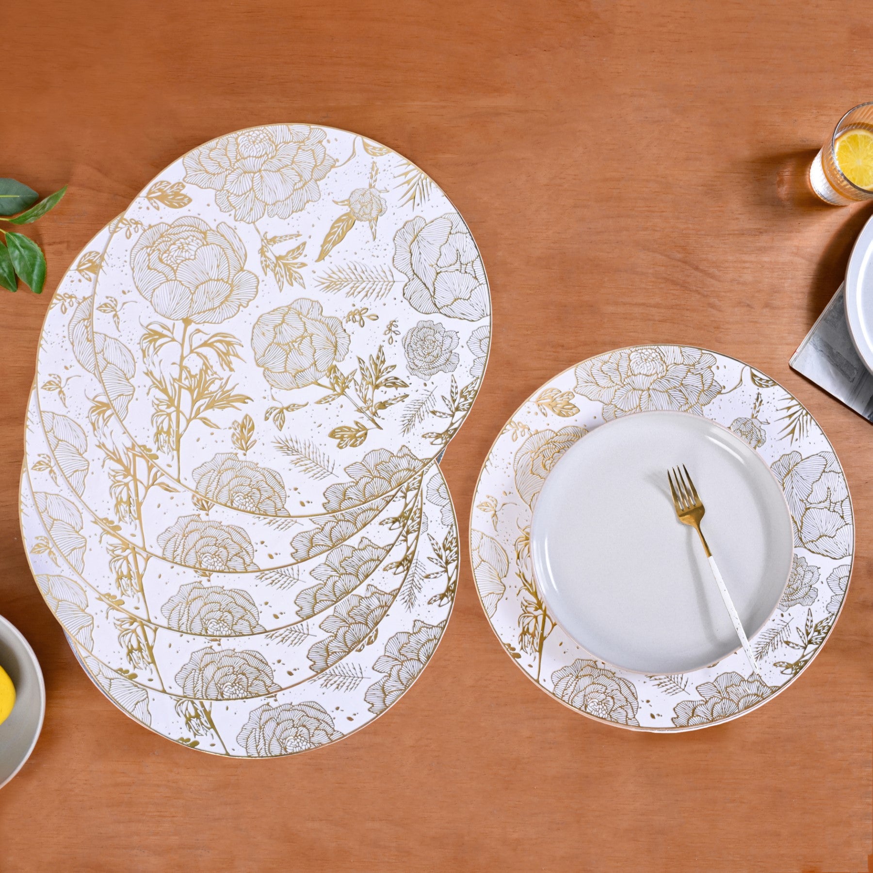 Golden Bloom Dinner Table Mat Set Of 6
