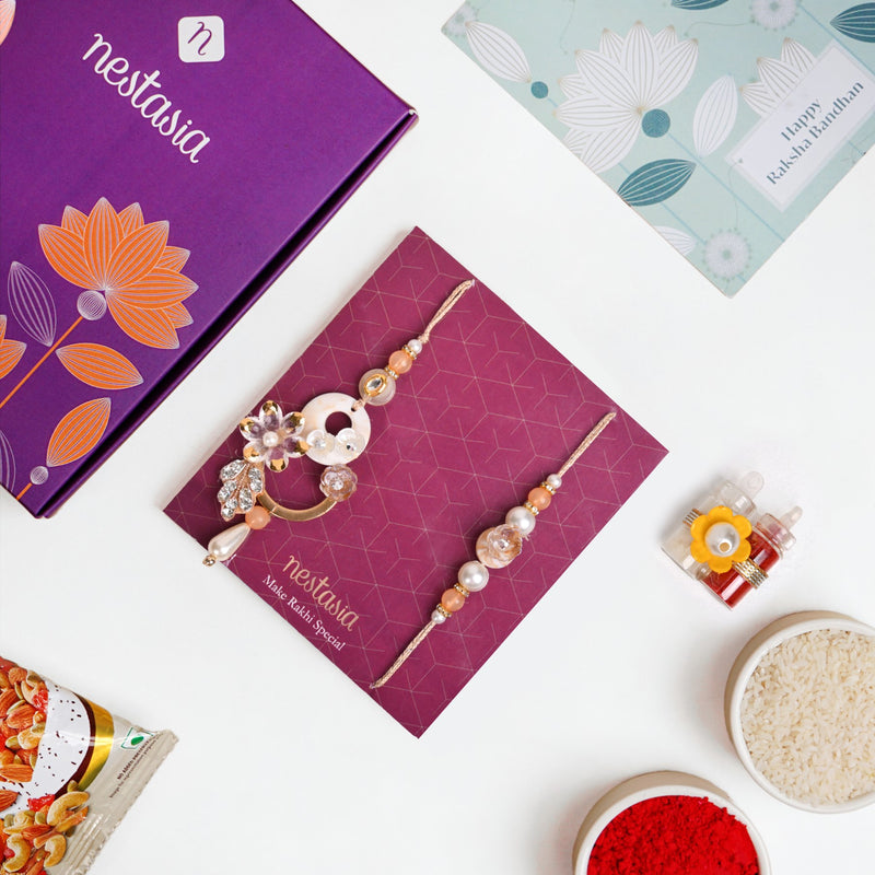 Golden Bloom Rakhi-Lumba Set