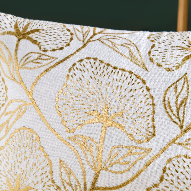 Golden Blooms Cotton Cushion Cover 50x36cm