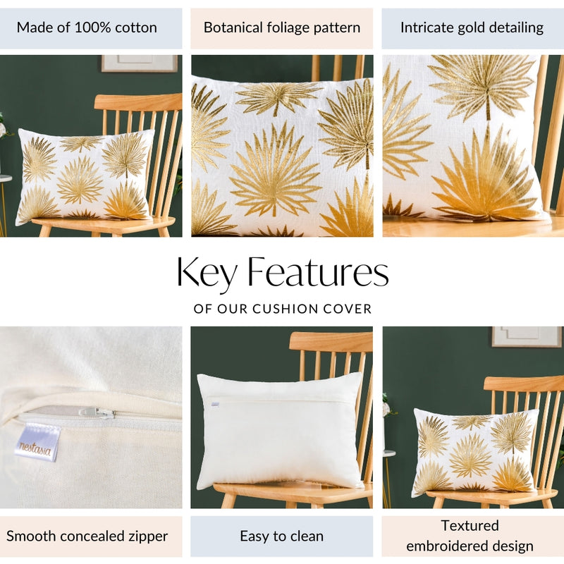 Golden Grace Cotton Cushion Cover 50x36cm