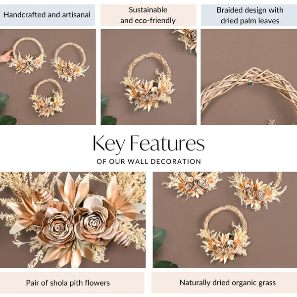 Golden Harvest Bloom Sustainable Flower Wreath Set Of 3