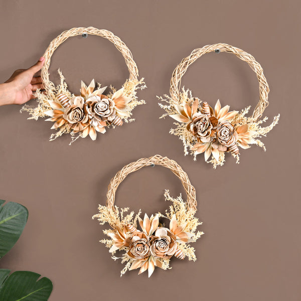 Golden Harvest Bloom Sustainable Flower Wreath Set Of 3