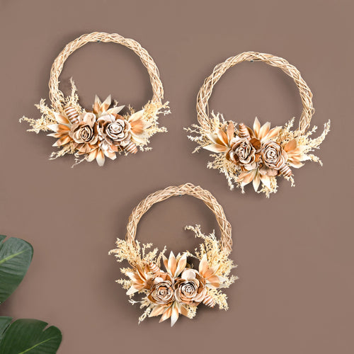 Golden Harvest Bloom Wreath Set Of 3