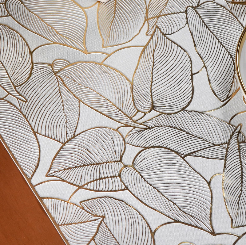 Golden Leaf Embossed Table Runner 36x14 Inch