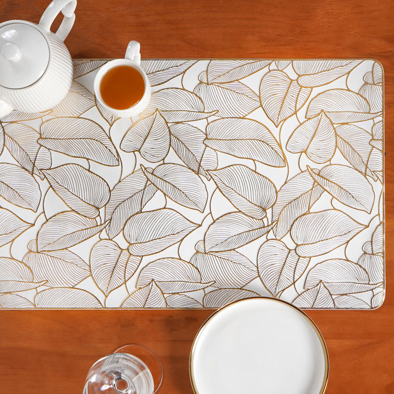 Golden Leaf Embossed Table Runner 36x14 Inch