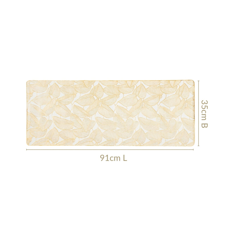 Golden Leaf Embossed Table Runner 36x14 Inch