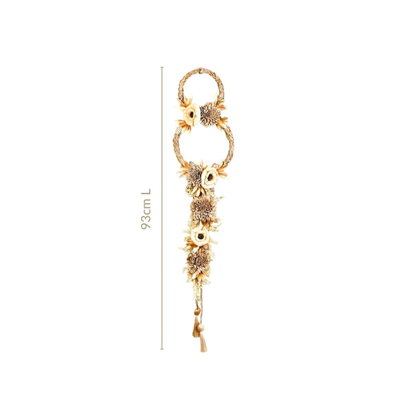 Golden Rings Dried Natural Flower Wall Hanging