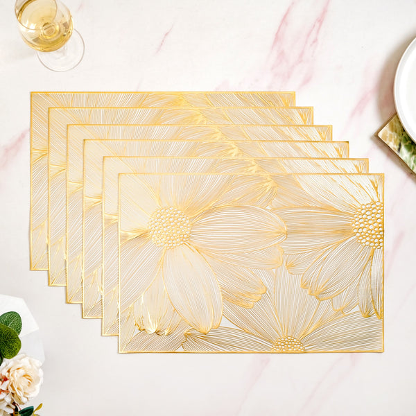 Golden Petals Table Mat Set Of 6 Online - Premium Table Mat | Nestasia