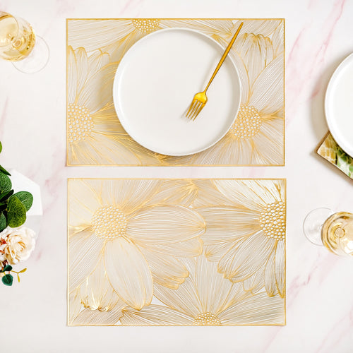 Golden Petals Table Mat Set Of 6