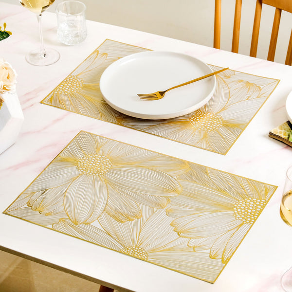 Luxe Golden Petals Table Mat Set Of 6