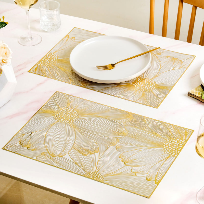 Golden Petals Table Mat Set Of 6