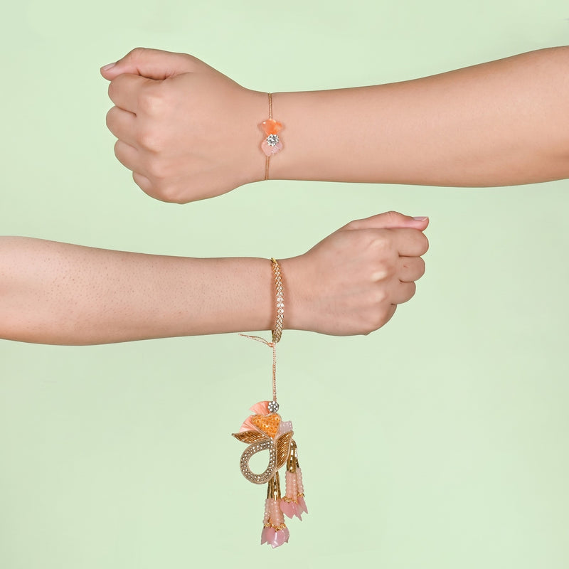 Peach Radiance Rakhi Lumba Set