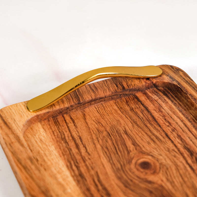 Golden Touch Rectangle Wooden ServingTray Set Of 2