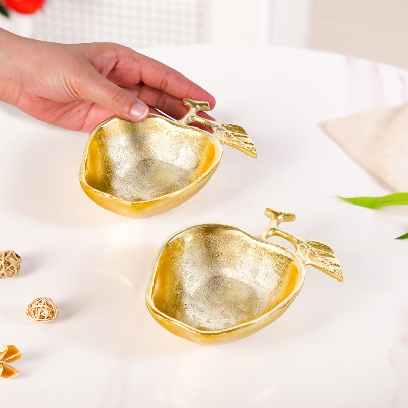 Golden Apple Trinket Bowl Set Of 2