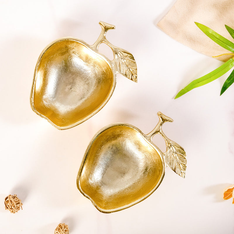 Golden Apple Trinket Bowl Set Of 2