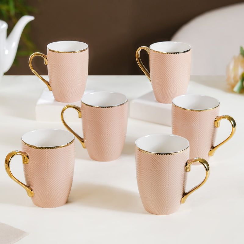 Design Mug For Coffee Set of 6 Beige 330ml - Coffee mugs, coffee mug set, tea mugs, ceramic coffee mugs